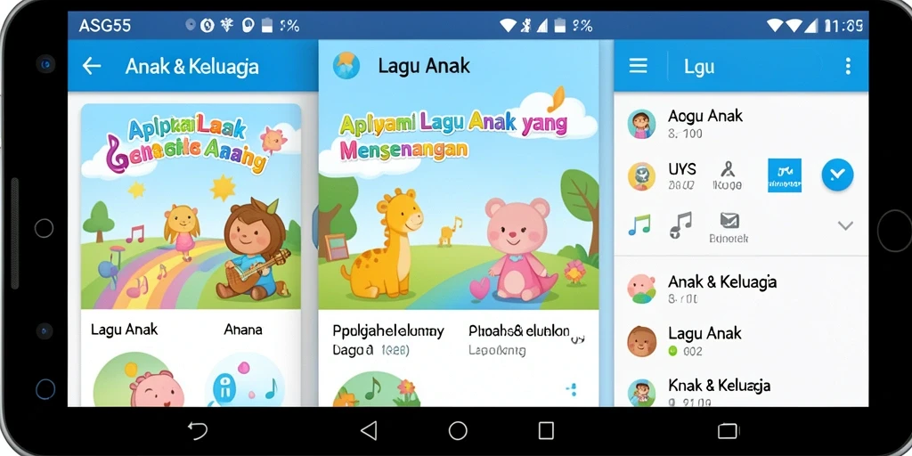 Screenshot aplikasi ASG55 menampilkan antarmuka yang colorful dan menyenangkan.