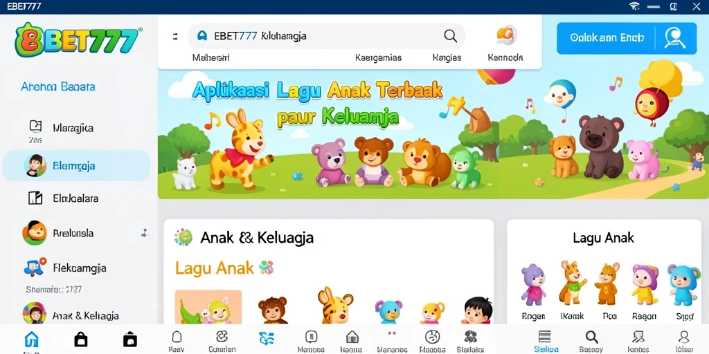 Tampilan antarmuka aplikasi EBET777 yang ramah anak.