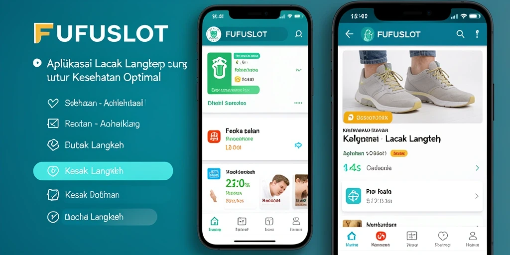 Antarmuka aplikasi FUFUSLOT menampilkan grafik langkah dan aktivitas.