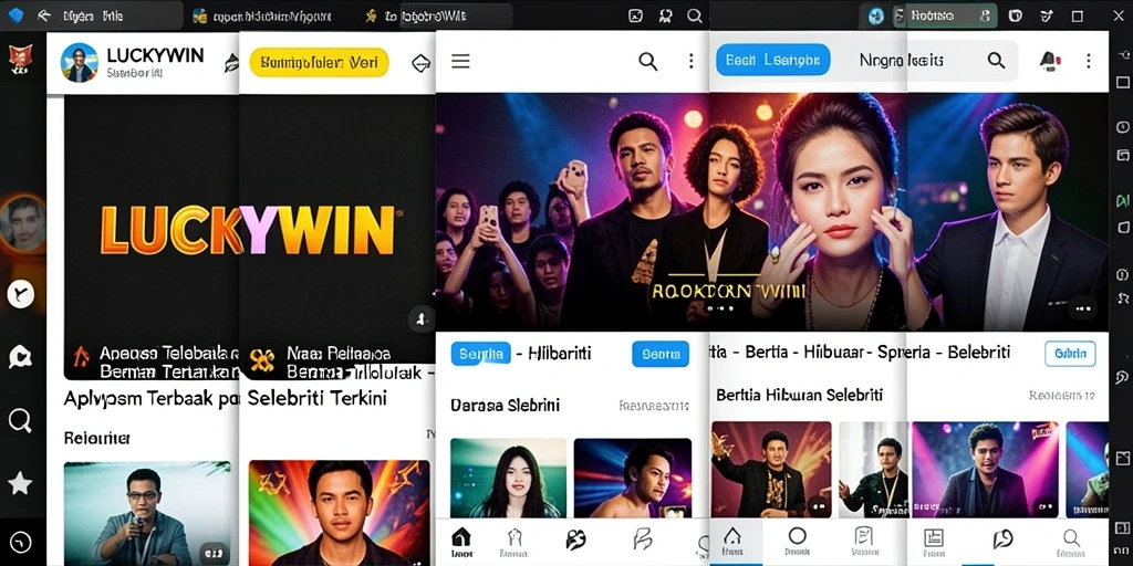 Tampilan antarmuka pengguna LUCKYWIN untuk berita selebriti.