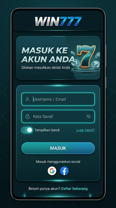 Tampilan halaman login win777